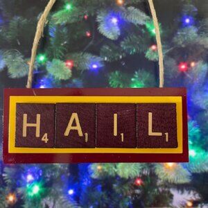 HTTC Hail To The Commanders Christmas Ornament Scrabble Washington HandCrafted